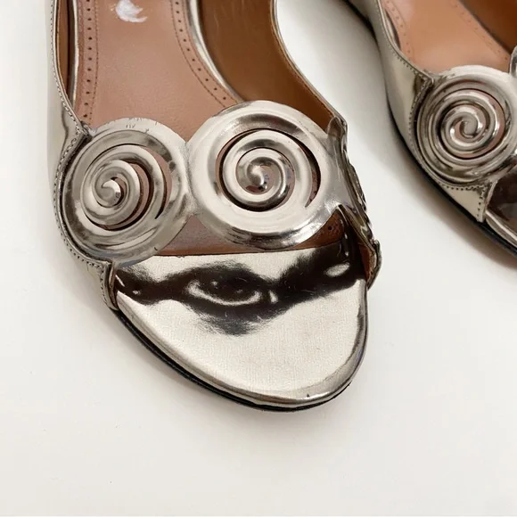 Alaia Rhodium Flat Sandals Gladiator Zip Up Metallic - Picture 4 of 10